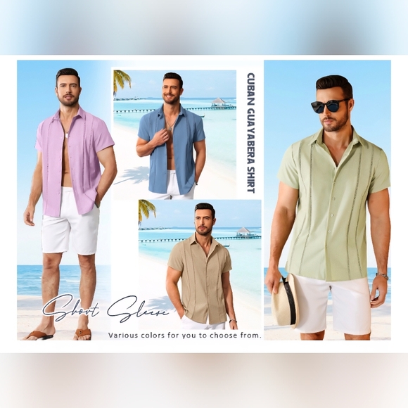 LETSEE Men's Cuban Guayabera Shirt #904 - Picture 9 of 13